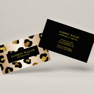 Grely Glittery faux guld Leopard print Luxury Visitkort