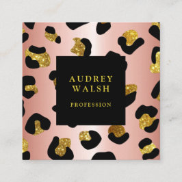 Grely Glittery Ro Guld Leopard skriver Luxury Fyrkantigt Visitkort