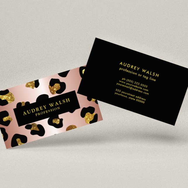 Grely Glittery Ro Guld Leopard skriver Luxury Visitkort (Skapare uppladdad)
