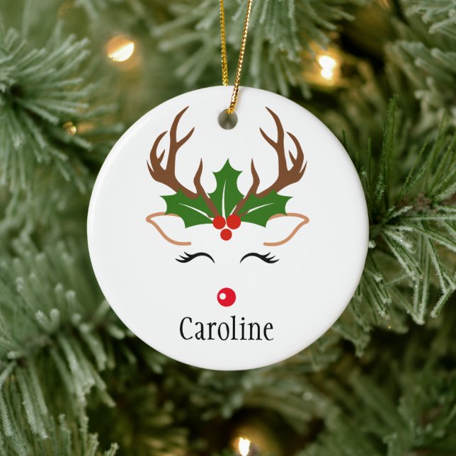 Grely jul Reindeer red nos holly mistoe Julgransprydnad Keramik (Träd)