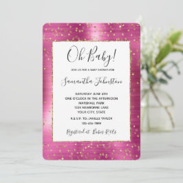 Grely Rosa Glam Guld Gnistra Confetti Baby Shower Inbjudningar