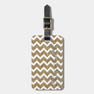 Grely shining Guld Faux glitter effects zigzag Bagagebricka