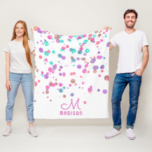 Grely Sjöjungfru Glitter & Foil Confetti Monogram Fleecefilt