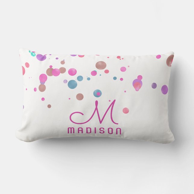 Grely Sjöjungfru Glitter & Foil Confetti Monogram Lumbarkudde (Framsida)