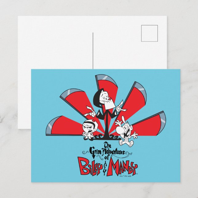 Grem Äventyr av Billy & Mandy Scythes Art Vykort (Fram/baksida)