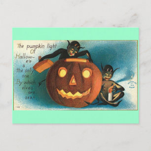 Gremlin Goblin Vintage Pumpkin Vykort