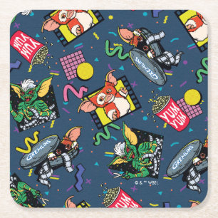 Gremlins™ 80-tals Retrowave Mönster Underlägg Papper Kvadrat
