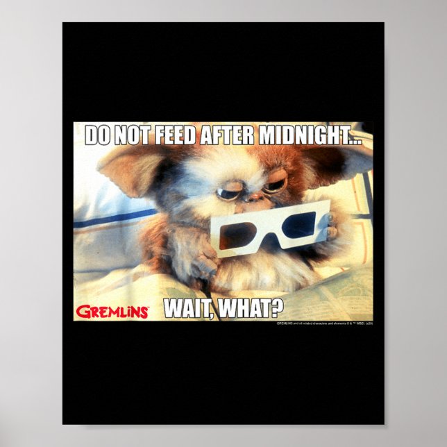 Gremlins Do Not Feed After Midnight Wait What Meme Poster (Framsidan)