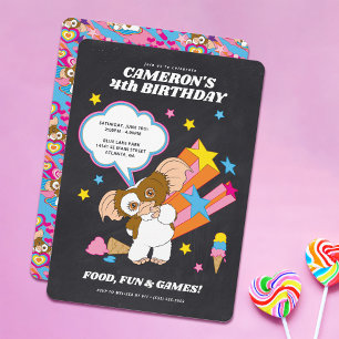 Gremlins   Gizmo Chalkboard Birthday Inbjudningar