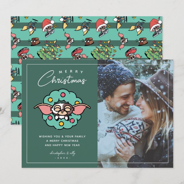 Gremlins | Gizmo God jul Helgdag Photo Inbjudningar (Fram/baksida)