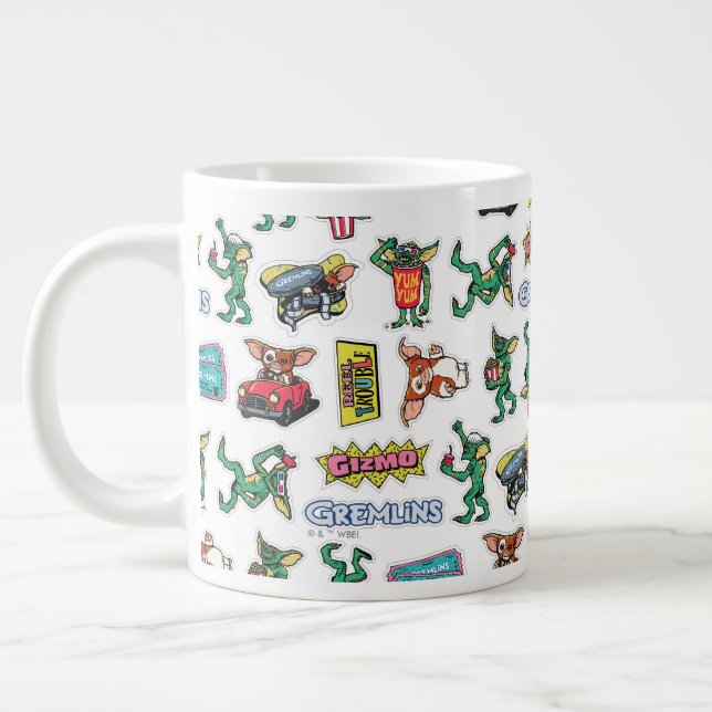 Gremlins™ Sticker Fun Pattern Jumbo Mugg (Vänster)