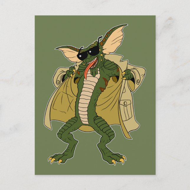 Gremlins | Stripe Trench Coat Blixt Vykort (Framsida)