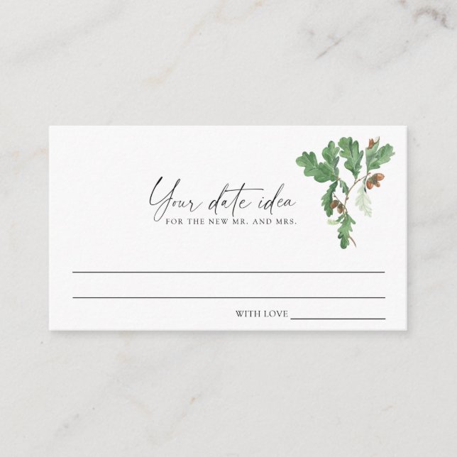 Gren-akorrar - Datumkvällstankar \ Datum burk Tilläggskort (Framsida)