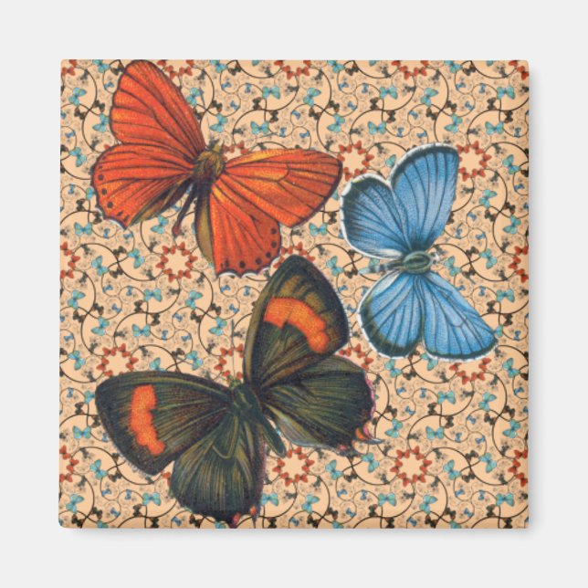 Gren Butterflies Sm.m. valfritt Färg-magnet Magnet (Framsidan)