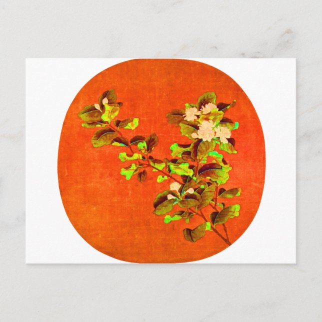 Gren i Blommar White Jasmine 12:e Century Vykort (Framsida)