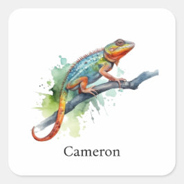 Gren i Färg: Chameleon Art Fyrkantigt Klistermärke