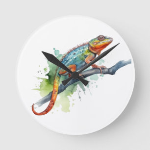 Gren i Färg: Chameleon Art Rund Klocka
