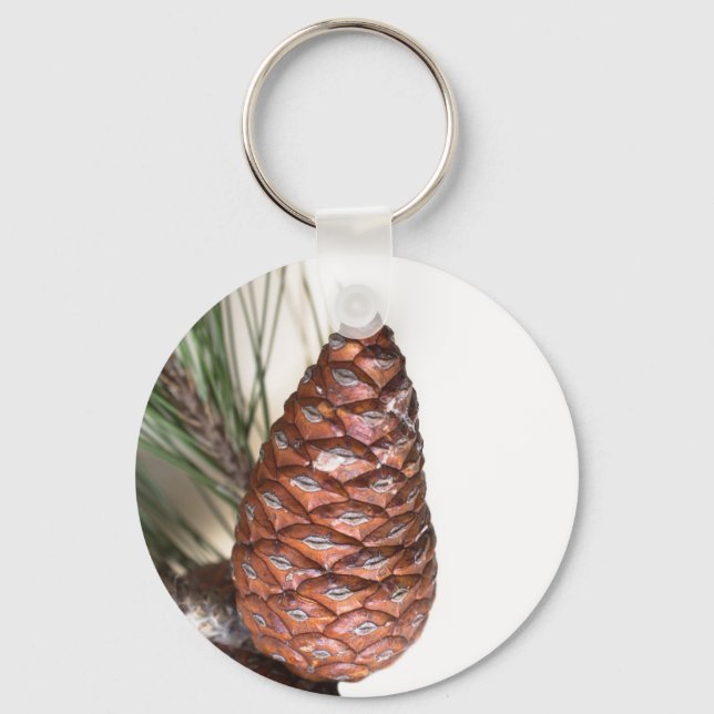 Gren i gräs med pinekon nyckelring (Framsida)
