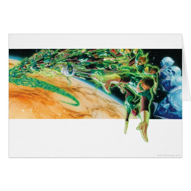 Gren Lanternor som flyger i rymden Hälsningskort (Framsidan Horizontal)