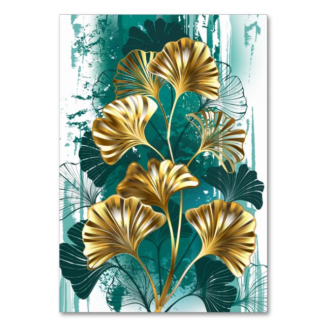 Gren med Golden Löv Ginko Biloba Bordsnummer (Framsidan)