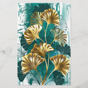 Gren med Golden Löv Ginko Biloba Brevpapper