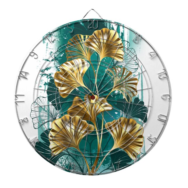 Gren med Golden Löv Ginko Biloba Darttavla (Framsidan)