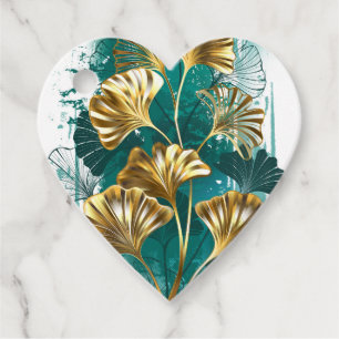 Gren med Golden Löv Ginko Biloba Gåvor Etiketter