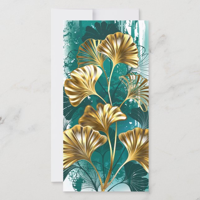 Gren med Golden Löv Ginko Biloba Julkort (Framsida)