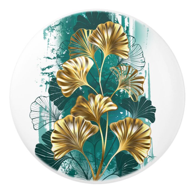 Gren med Golden Löv Ginko Biloba Knopp (Framsidan)