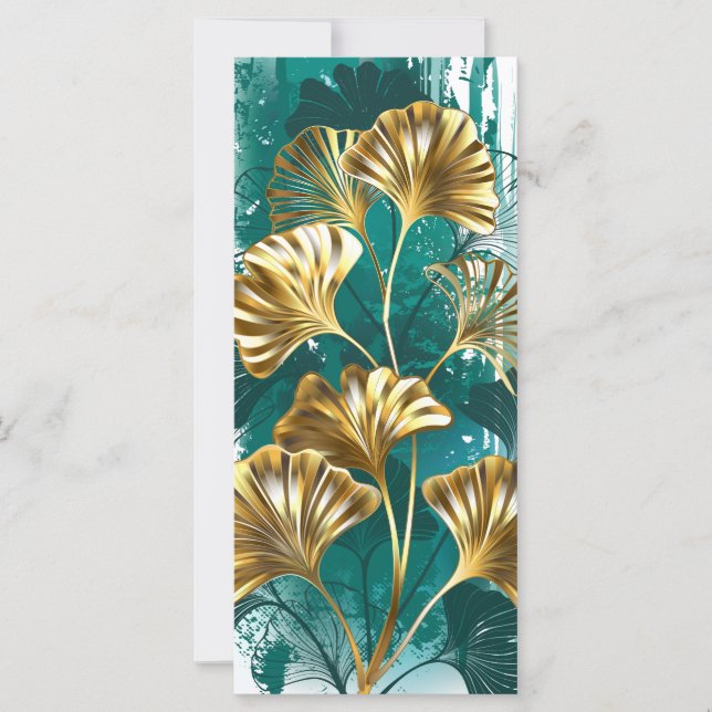Gren med Golden Löv Ginko Biloba Kort (Framsida)