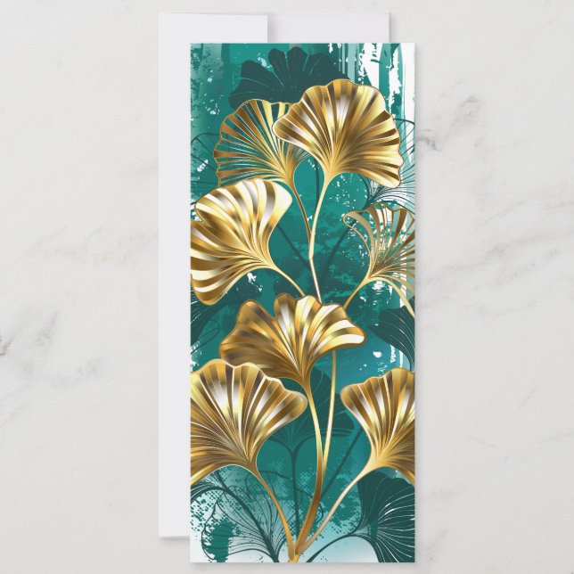Gren med Golden Löv Ginko Biloba Kort (Framsida)