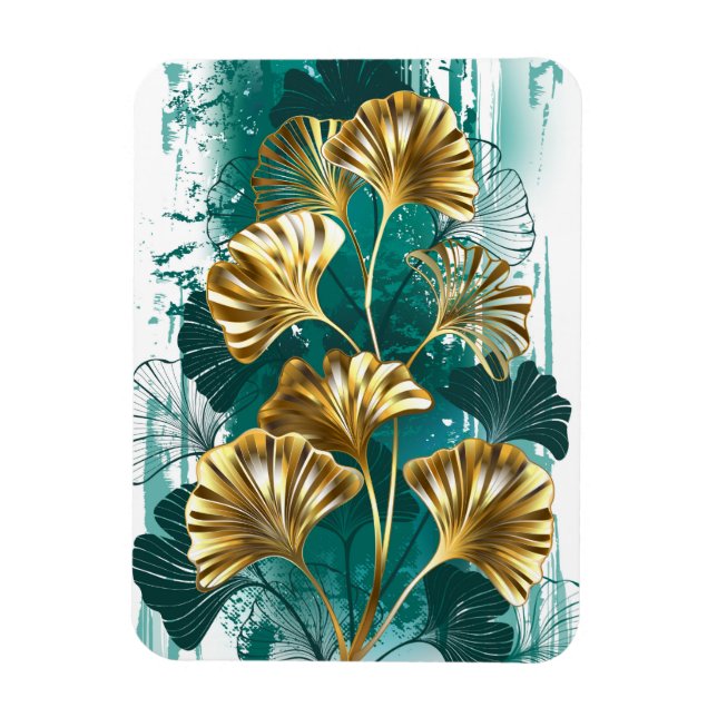 Gren med Golden Löv Ginko Biloba Magnet (Vertikal)