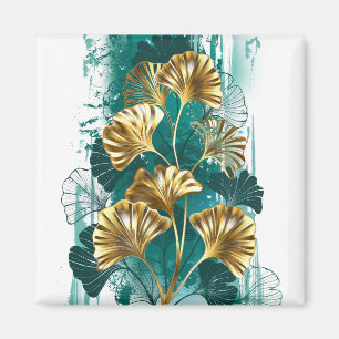 Gren med Golden Löv Ginko Biloba Magnet