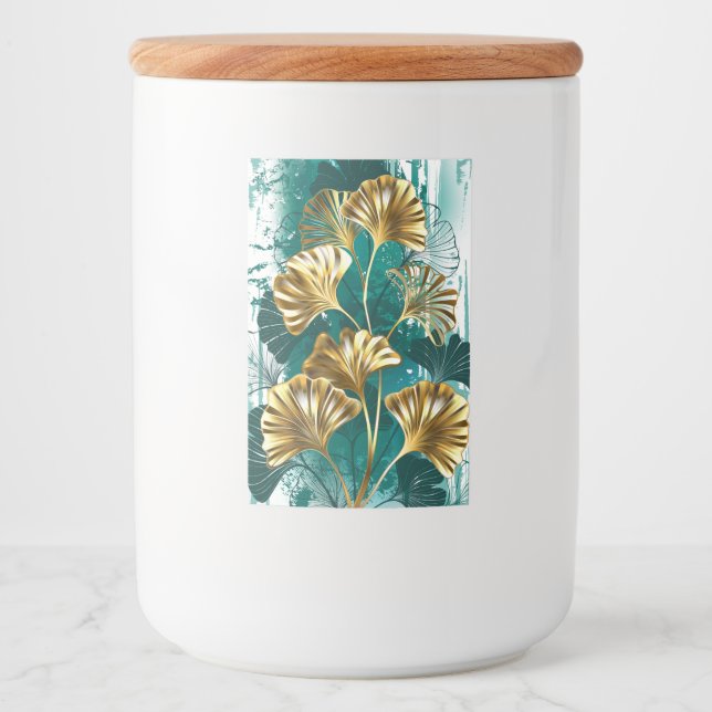 Gren med Golden Löv Ginko Biloba Mat Etikett (Framsida)