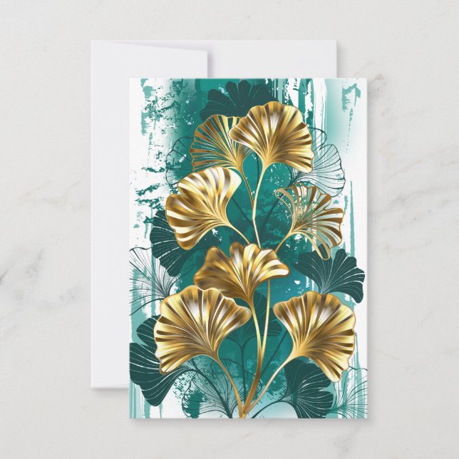 Gren med Golden Löv Ginko Biloba OSA Kort (Framsida)