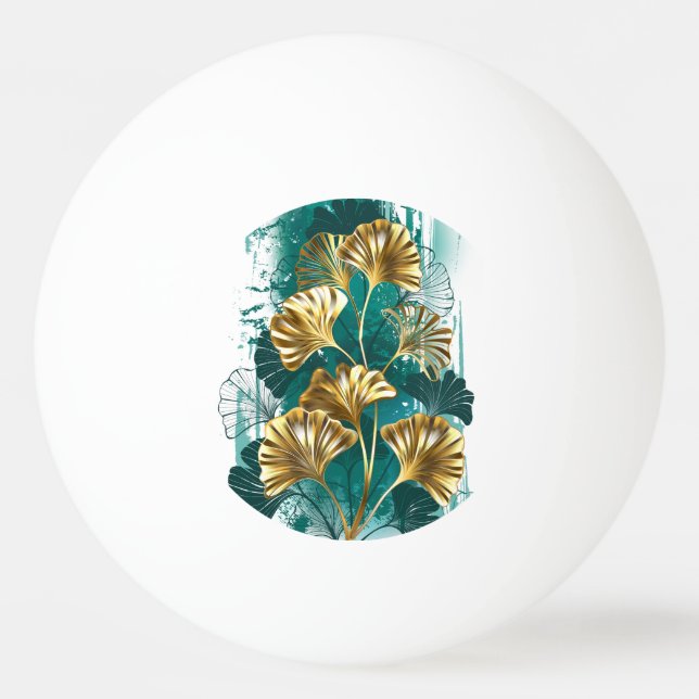 Gren med Golden Löv Ginko Biloba Pingisboll (Framsidan)