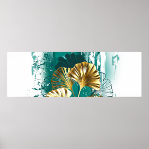 Gren med Golden Löv Ginko Biloba Poster
