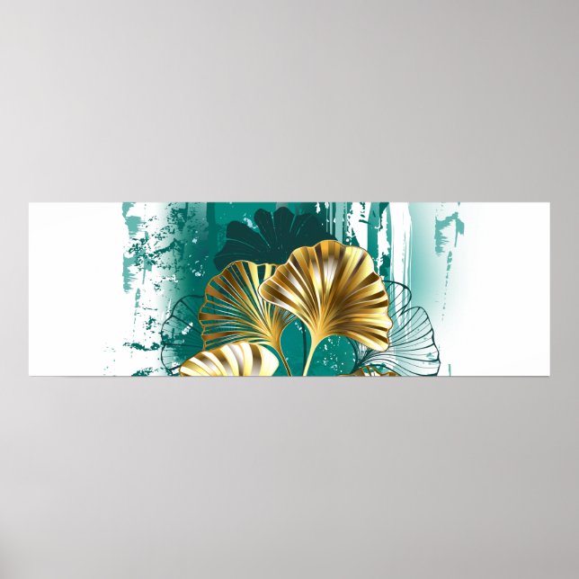 Gren med Golden Löv Ginko Biloba Poster (Framsidan)