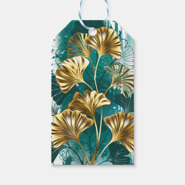 Gren med Golden Löv Ginko Biloba Presentetikett (Framsidan)