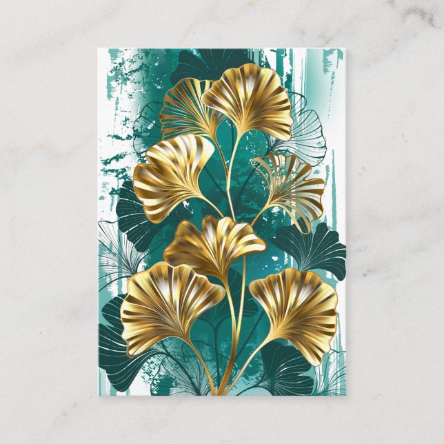 Gren med Golden Löv Ginko Biloba Rådkort (Framsida)