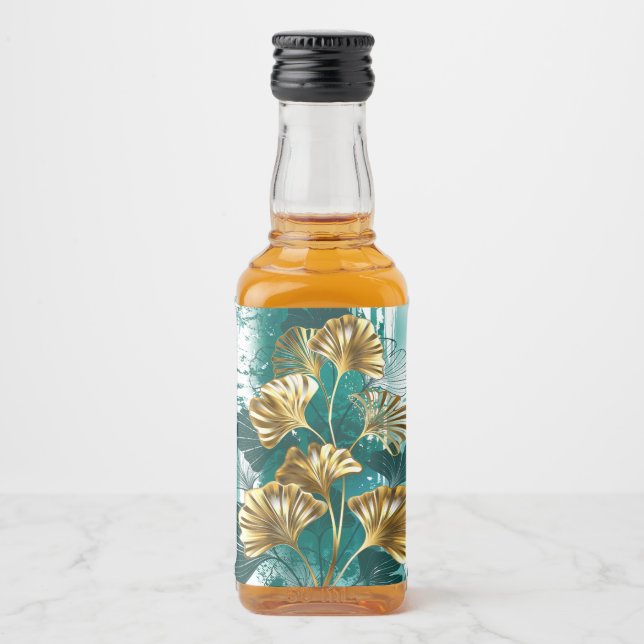 Gren med Golden Löv Ginko Biloba Spritflaskor Etikett (Framsida)