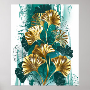 Gren med gyllene blad Ginko Biloba Poster