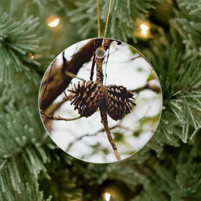 Gren med kottar   julgransprydnad keramik (Träd)