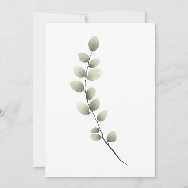 Gren med Ljust grönt Löv i Stil i vattenfärgen Julkort (Framsida)