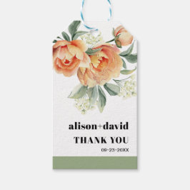 Gren med persiko-ro och typografi-bröllop presentetikett