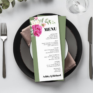Gren med ro blomsage bröllop-menykort reklamkort