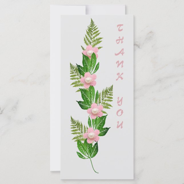 Gren med rosa blommor tack (Framsida)