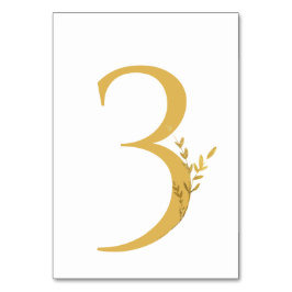 Gren minimalistiskt Vita och Guld moderna Bröllop Bordsnummer