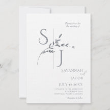 Gren minimalistiskt Vita och Silver moderna Bröllo