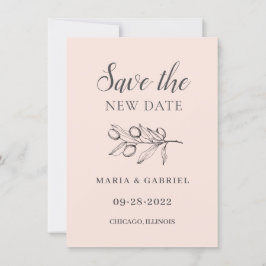 Gren Olive. Modern enkel ändring av rosa Bröllop Spara Datumet